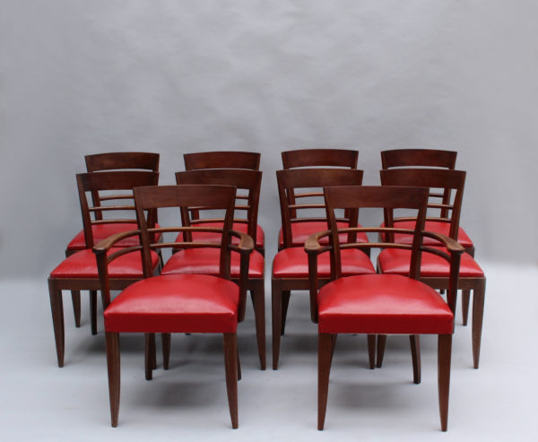 Set of 10 Fine French Art Deco Mahogany dining chairs ( 8 side and 2 arm) - Image 15