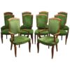 Set of 10 Fine French Art Deco Walnut Chairs by Jules Leleu (8 Side and 2 Arm)