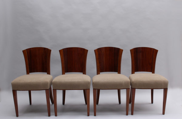 Set of 4 Fine French Art Deco Mahogany and Rosewood Side Chairs by Dominique - Image 11