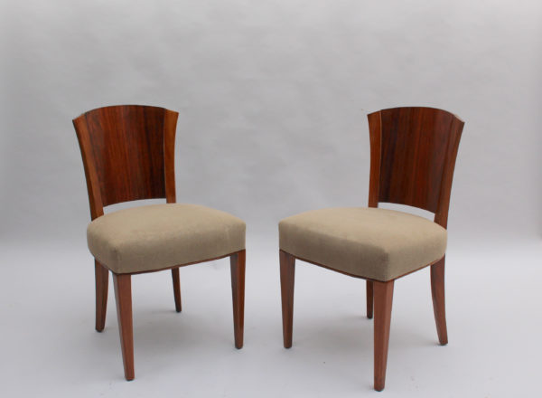 Set of 4 Fine French Art Deco Mahogany and Rosewood Side Chairs by Dominique - Image 2