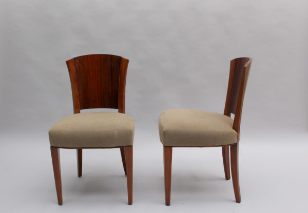 Set of 4 Fine French Art Deco Mahogany and Rosewood Side Chairs by Dominique - Image 3