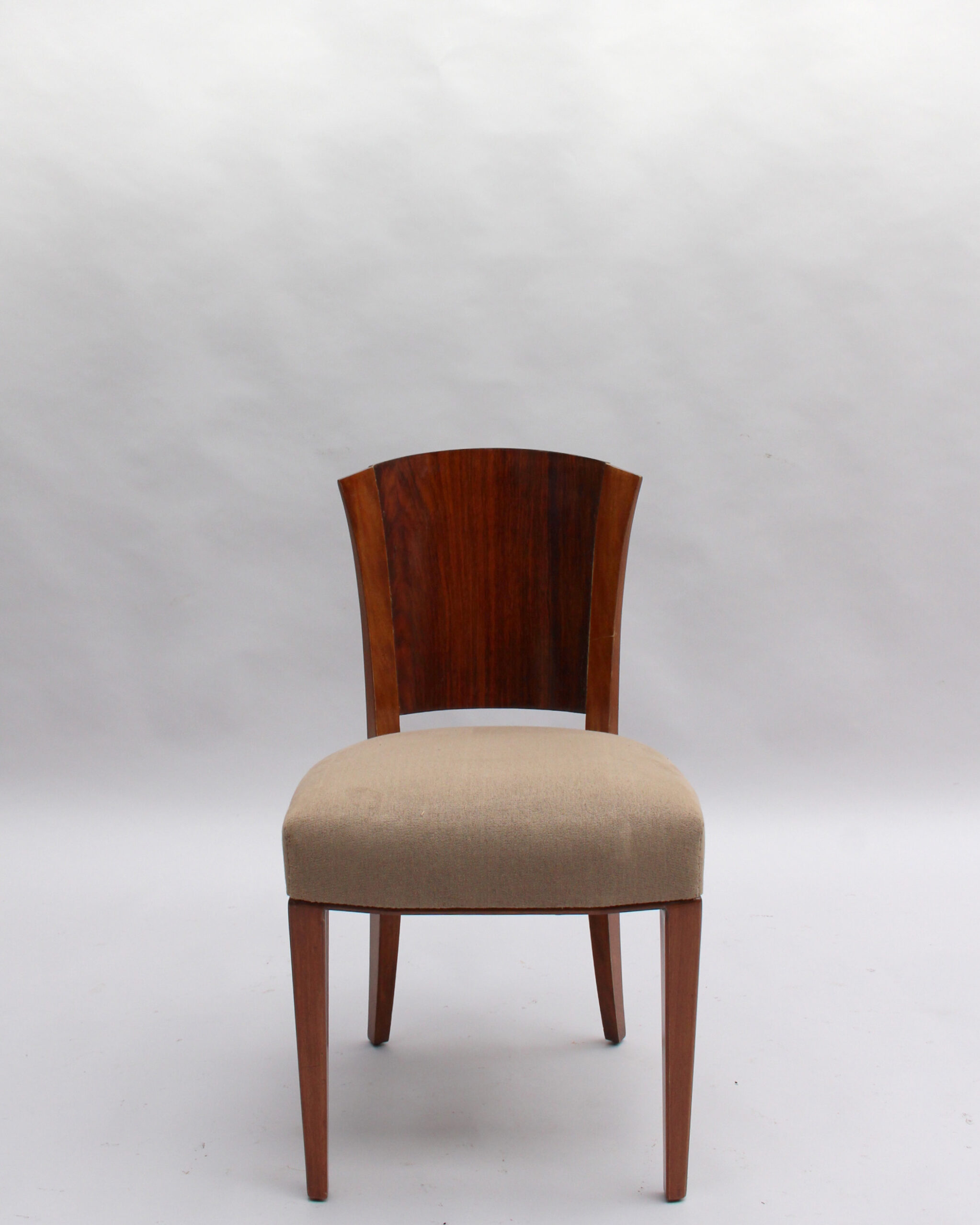 Set of 4 Fine French Art Deco Mahogany and Rosewood Side Chairs by Dominique - Image 4