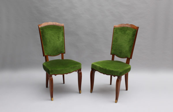 Set of 10 Fine French Art Deco Walnut Chairs by Jules Leleu (8 Side and 2 Arm) - Image 2