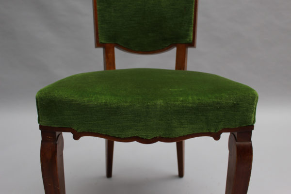 Set of 10 Fine French Art Deco Walnut Chairs by Jules Leleu (8 Side and 2 Arm) - Image 14