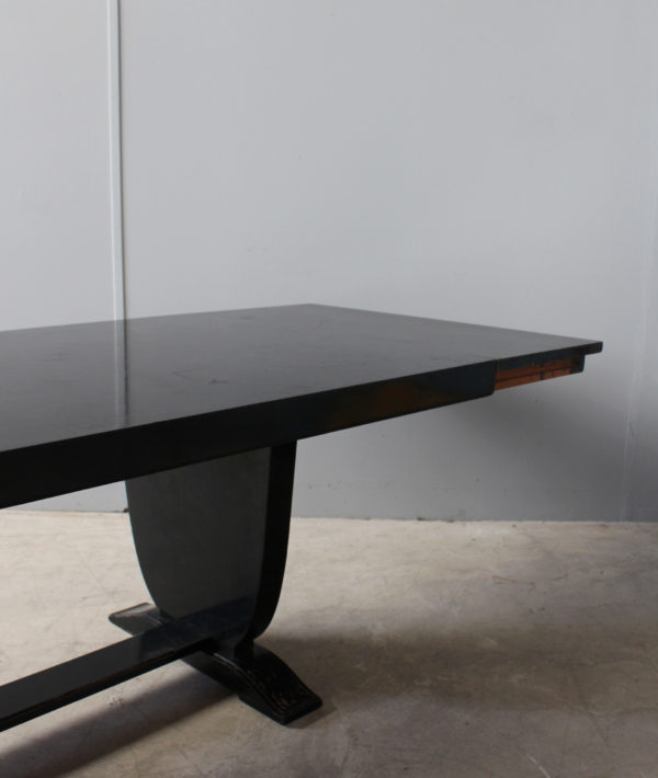 Fine French Art Deco Black Lacquered Dining or Writing Table - Image 9