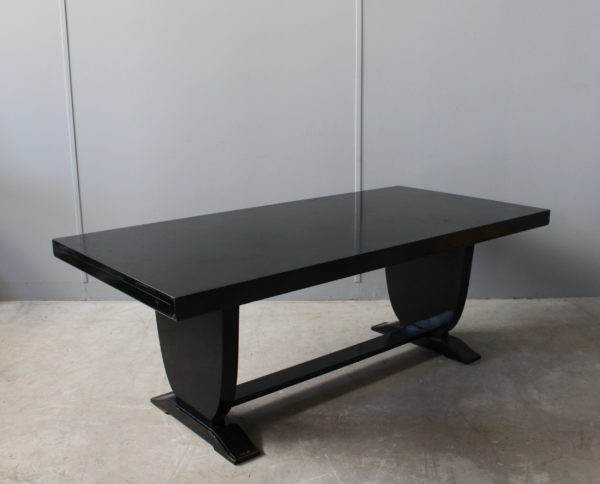 Fine French Art Deco Black Lacquered Dining or Writing Table - Image 2