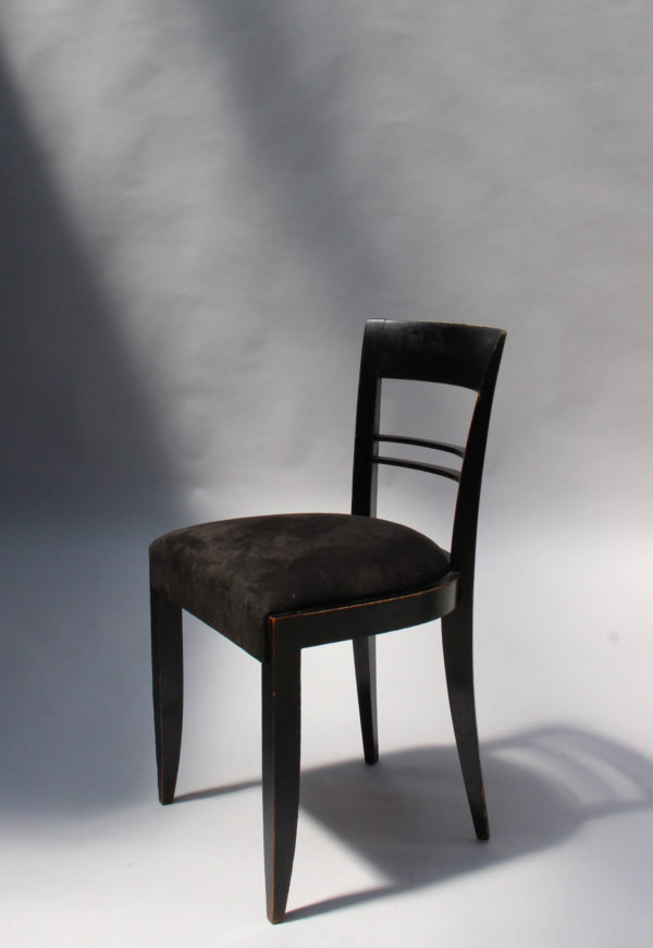 Set of Six French Art Deco Blackened Dining Chairs - Image 3