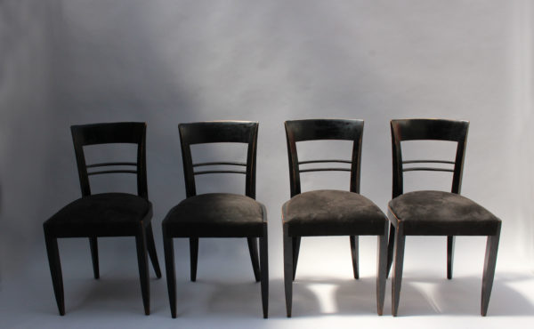 Set of Six French Art Deco Blackened Dining Chairs - Image 10