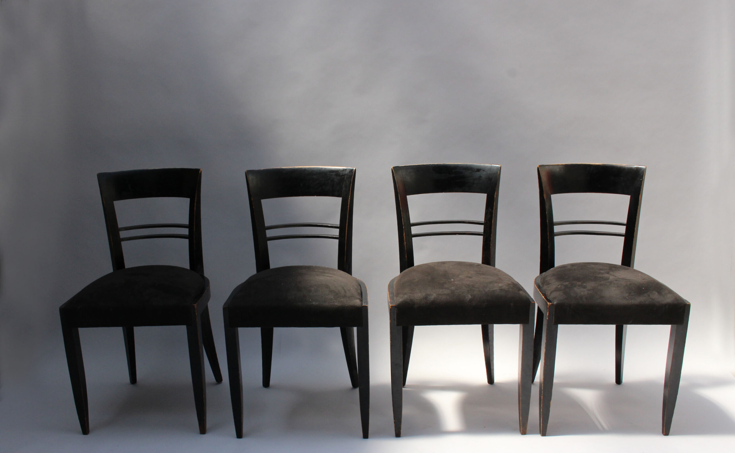 Set of Six French Art Deco Blackened Dining Chairs - Image 10