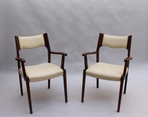 Set of 12 French Fine 1960's Elm Arm Chairs - Image 2