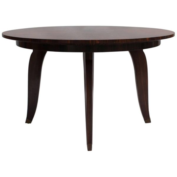 Fine French Art Deco Round Ebony Extendable Dining Table