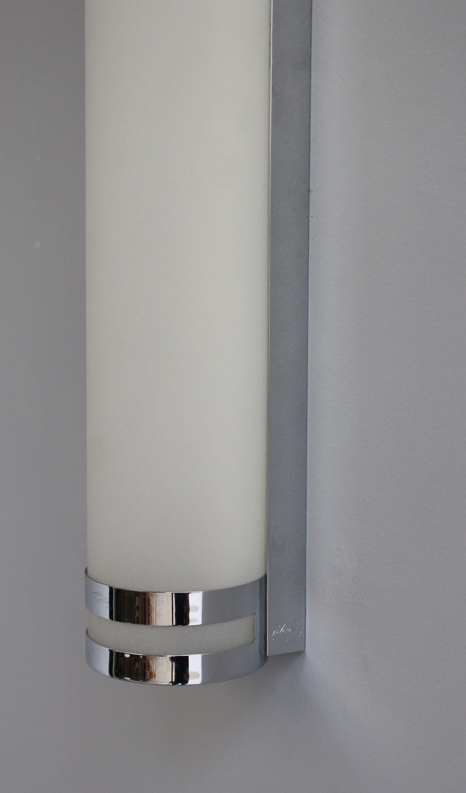 Fine French Art Deco Glass and Chrome Sconce by Jean Perzel - Image 10