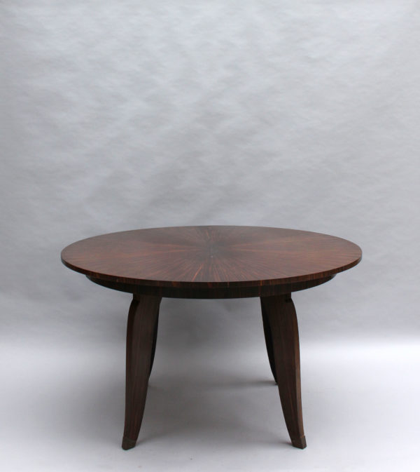 Fine French Art Deco Round Ebony Extendable Dining Table - Image 3