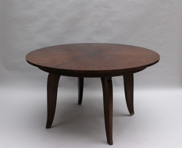 Fine French Art Deco Round Ebony Extendable Dining Table - Image 7