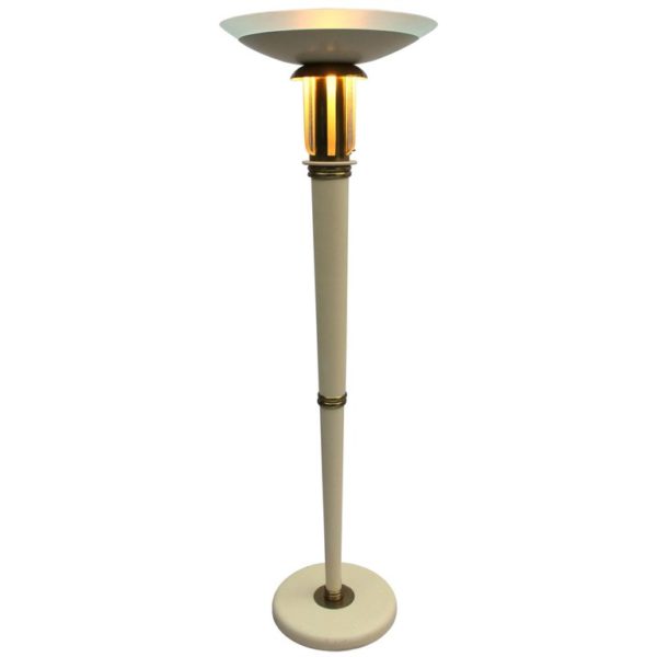 Fine French Art Deco Lacquered Floor Lamp with Glass and Brass details