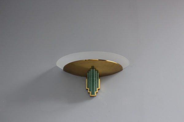 A Fine French Art Deco Glass and Bronze Sconces by Jean Perzel - Image 3