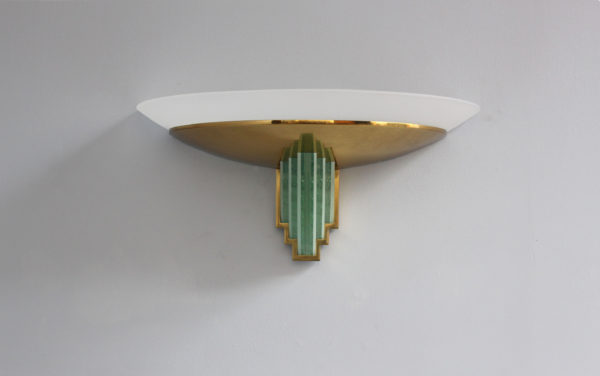 A Fine French Art Deco Glass and Bronze Sconces by Jean Perzel - Image 11