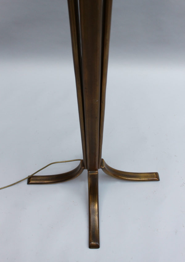 Fine French Art Deco Bronze and Glass Floor Lamp by Perzel - Image 9