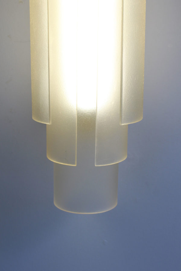 Pair of Rare French Art Deco Glass Cylinders Sconces by Jean Perzel - Image 10