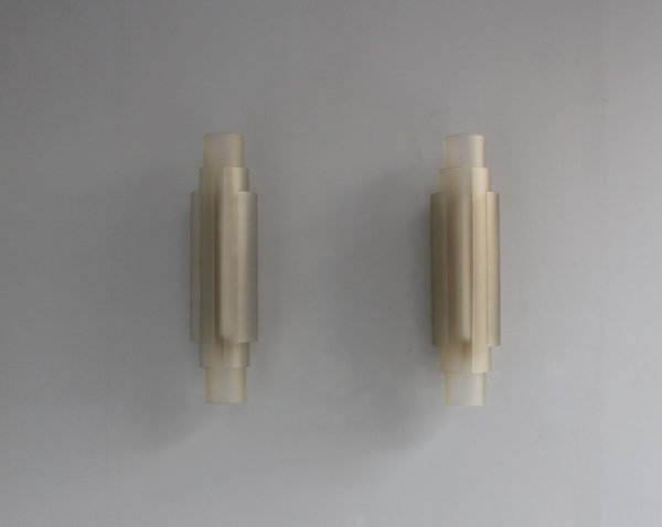 Pair of Rare French Art Deco Glass Cylinders Sconces by Jean Perzel - Image 17