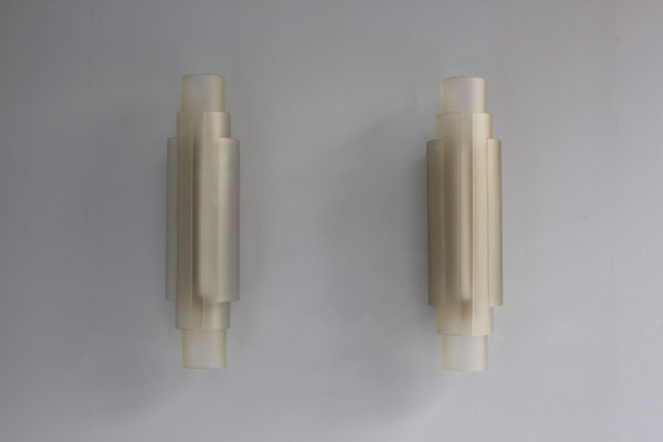 Pair of Rare French Art Deco Glass Cylinders Sconces by Jean Perzel - Image 18