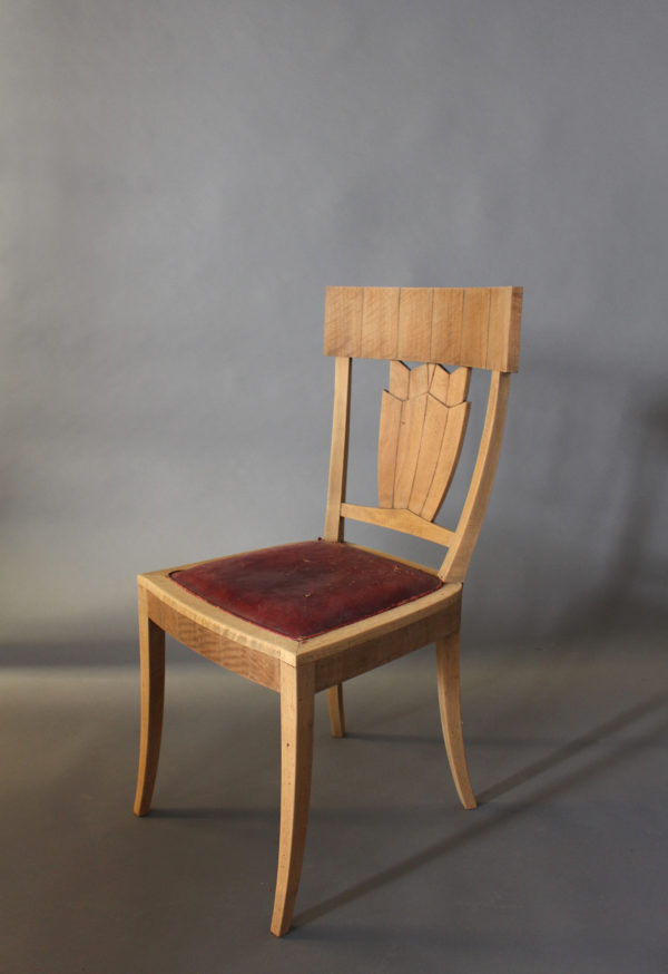 Rare Set of Ten French Art Deco Walnut Dining Chairs by Jean-Charles Moreux - Image 6