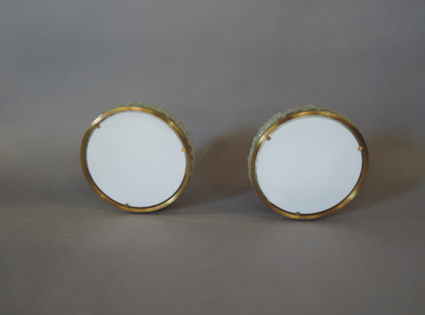 Pair of Fine French 1970s Glass and Bronze Flush Mount by Perzel - Image 3