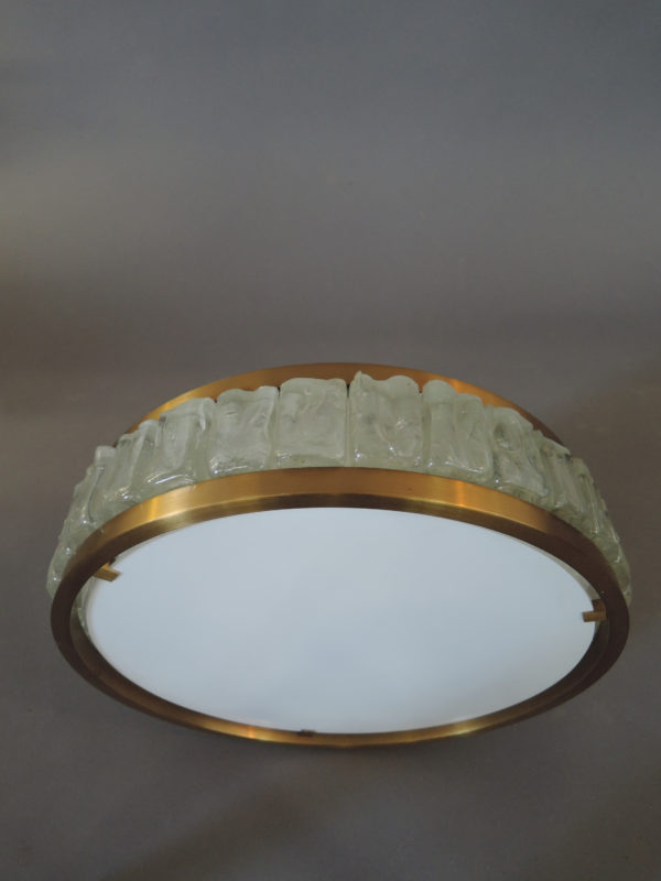 Pair of Fine French 1970s Glass and Bronze Flush Mount by Perzel - Image 9