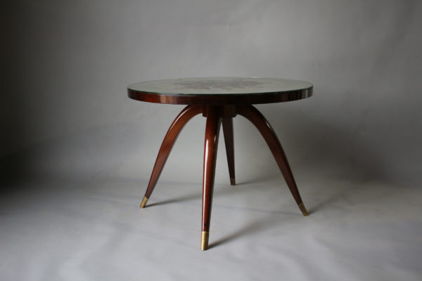 Fine French Art Deco Mahogany Gueridon with an ÉGlomisé Glass Top - Image 3