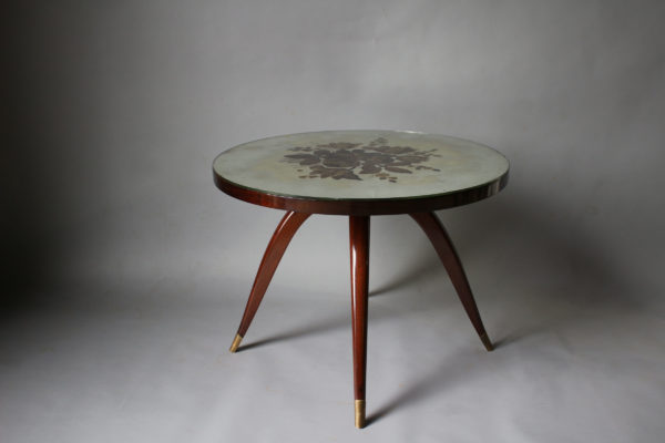 Fine French Art Deco Mahogany Gueridon with an ÉGlomisé Glass Top - Image 8