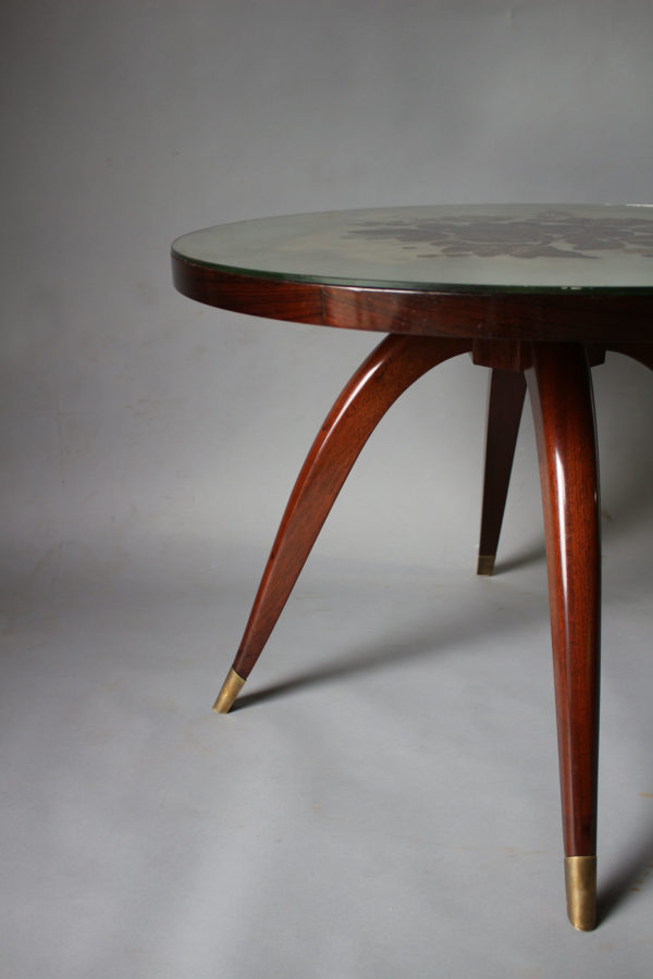 Fine French Art Deco Mahogany Gueridon with an ÉGlomisé Glass Top - Image 14