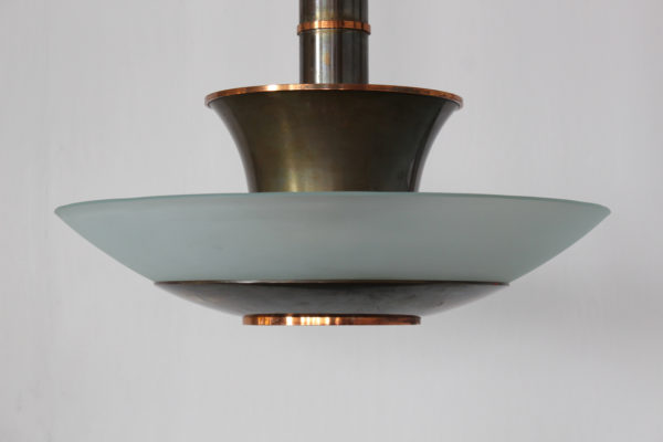 Fine French Art Deco Bronze and Glass Chandelier by Genet et Michon - Image 4