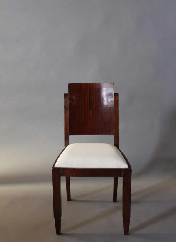 Set of Six French Art Deco Rosewood Dining Chairs - Image 7