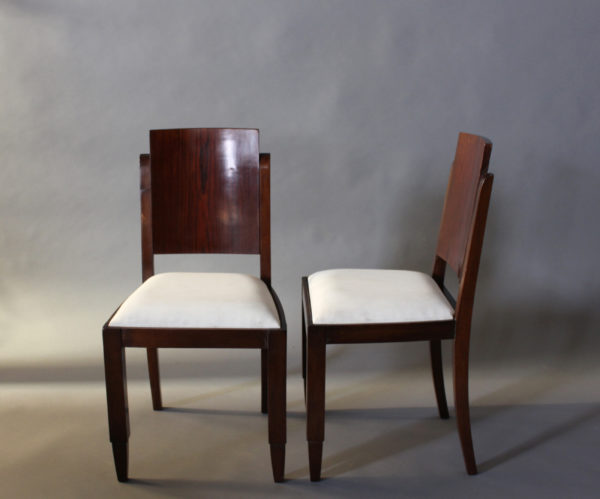 Set of Six French Art Deco Rosewood Dining Chairs - Image 5