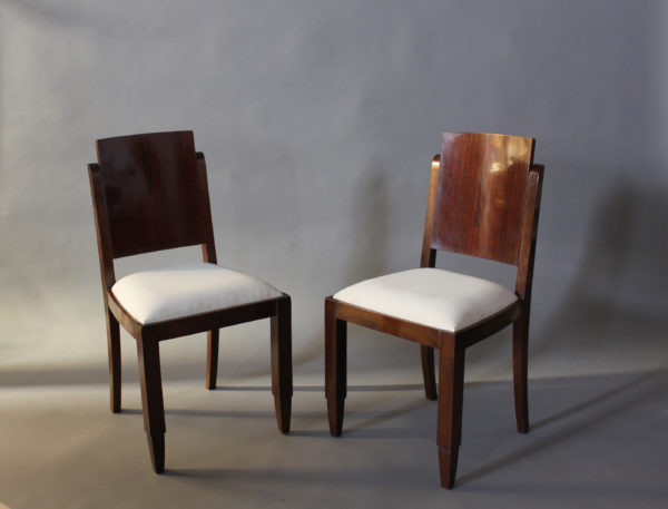 Set of Six French Art Deco Rosewood Dining Chairs - Image 4