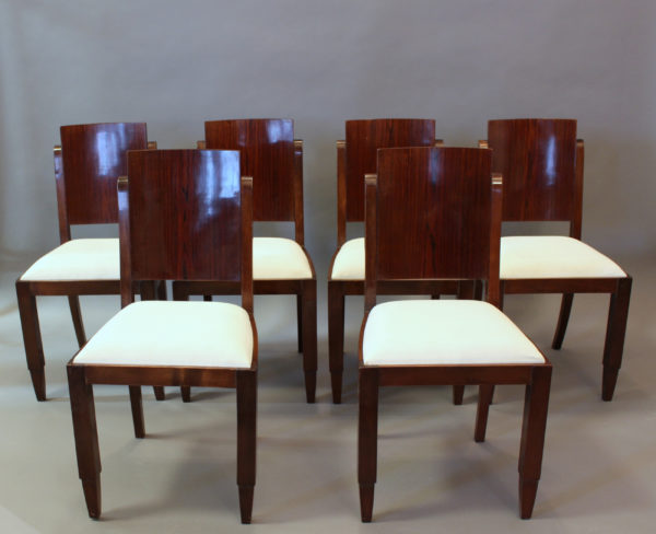 Set of Six French Art Deco Rosewood Dining Chairs - Image 2