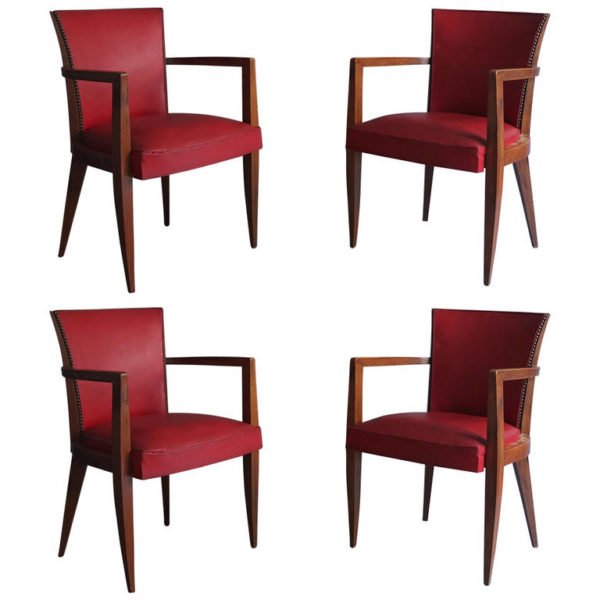 Set of Four French Art Deco Bridge Chairs