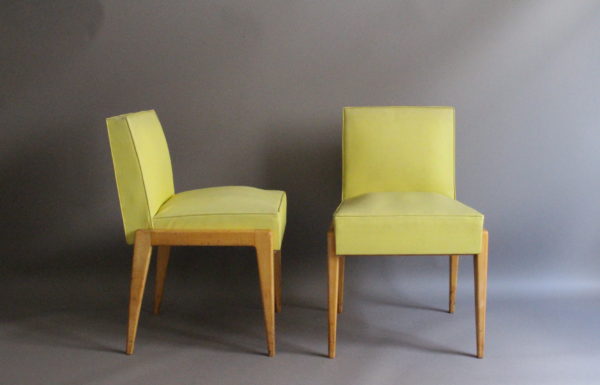 Set of 4 French 1950's Sycamore Chairs by Verot et Clement - Image 3