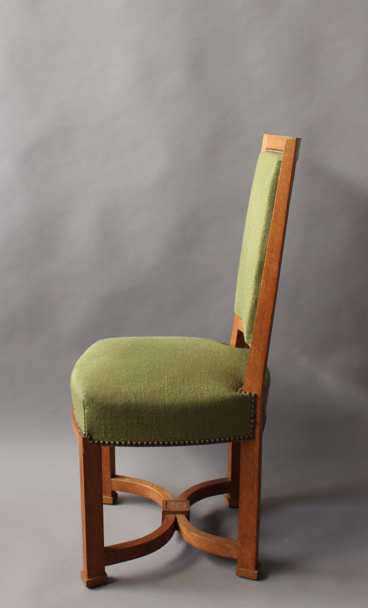 11 Fine French Art Deco Oak Side Chairs by Arbus - Image 7