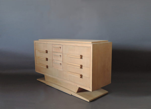 Fine Large French Midcentury Elm Chest of Drawers - Image 5