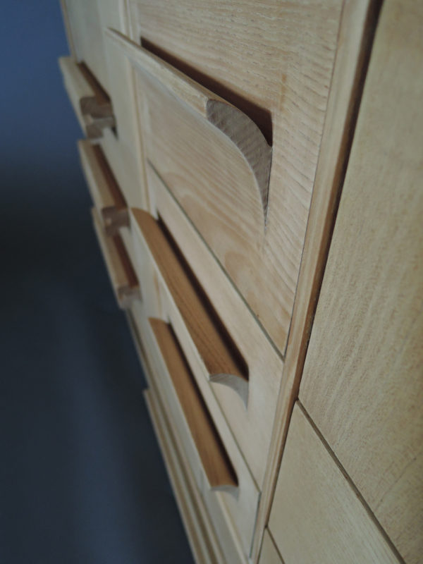 Fine Large French Midcentury Elm Chest of Drawers - Image 11