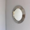 Fine French 1970s Round Faceted Polished Stainless Steel Framed Mirror