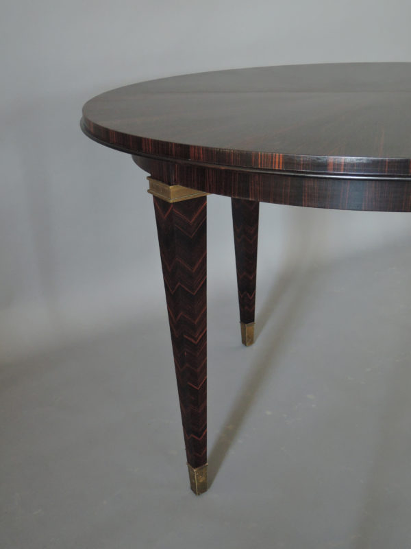 Fine French Art Deco Extendable Macassar Ebony Round Table by Dominique - Image 10