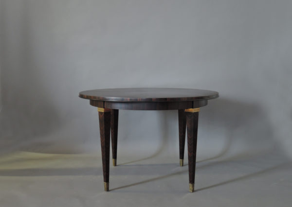 Fine French Art Deco Extendable Macassar Ebony Round Table by Dominique - Image 3