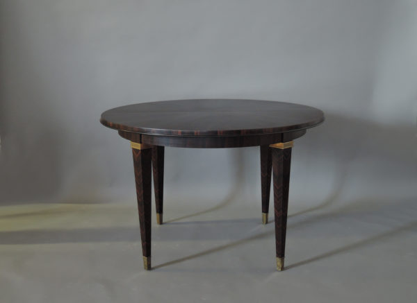 Fine French Art Deco Extendable Macassar Ebony Round Table by Dominique - Image 4