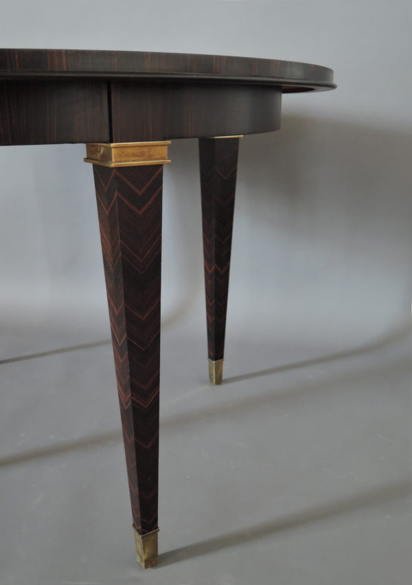 Fine French Art Deco Extendable Macassar Ebony Round Table by Dominique - Image 12