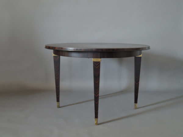 Fine French Art Deco Extendable Macassar Ebony Round Table by Dominique - Image 8