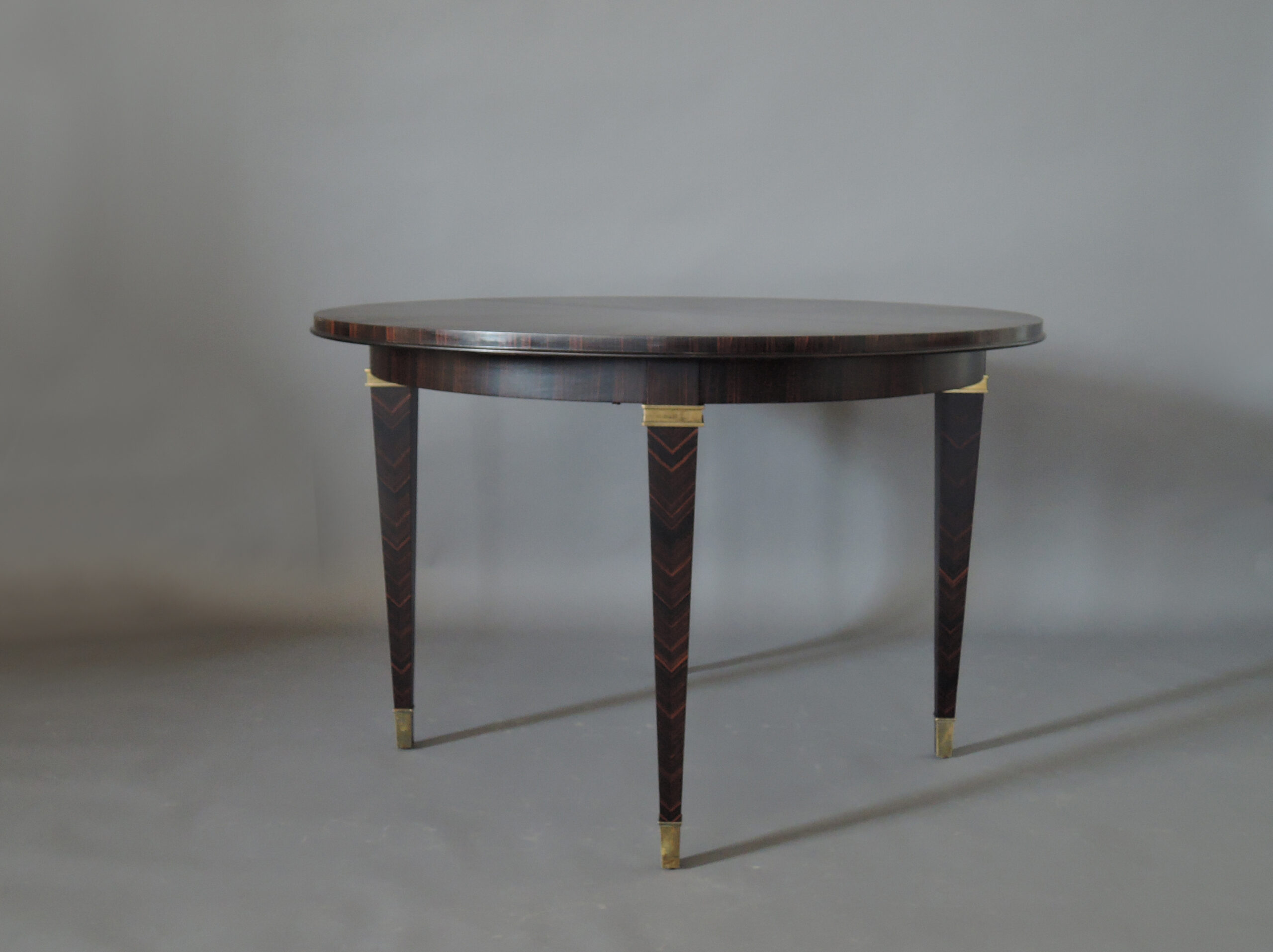 Fine French Art Deco Extendable Macassar Ebony Round Table by Dominique - Image 8