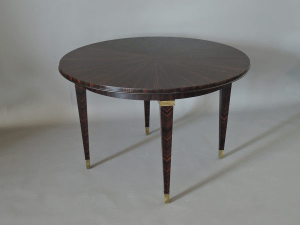 Fine French Art Deco Extendable Macassar Ebony Round Table by Dominique - Image 7