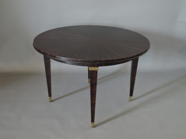 Fine French Art Deco Extendable Macassar Ebony Round Table by Dominique - Image 9